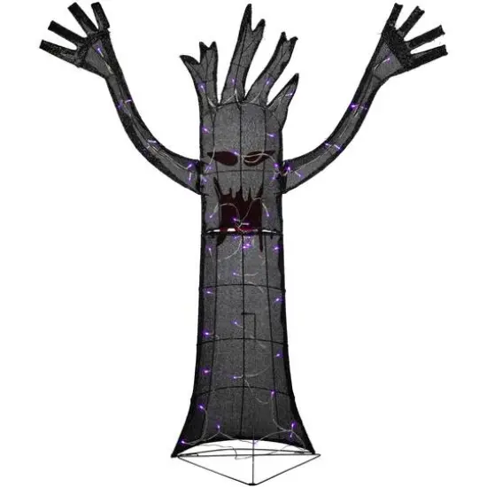 55" LED Lighted Black Terrifying Tree Outdoor Halloween Decoration {6}