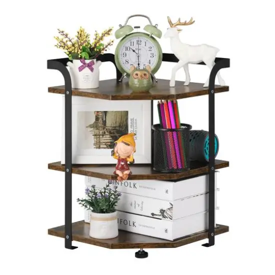 NEX&trade; Brown 3-Tier Small Corner Shelf Cabinet Organizer {5}