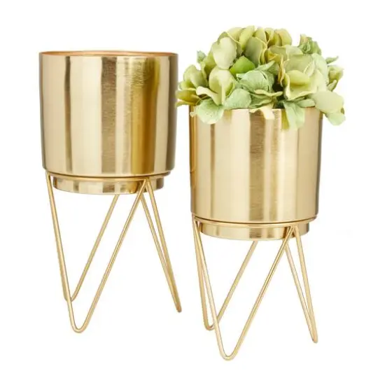 Gold Modern Planter, Set of 2" 6", 6" {3}