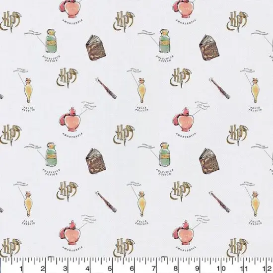 Harry Potter White Watercolor Oddities Precut Cotton Fabric {3}
