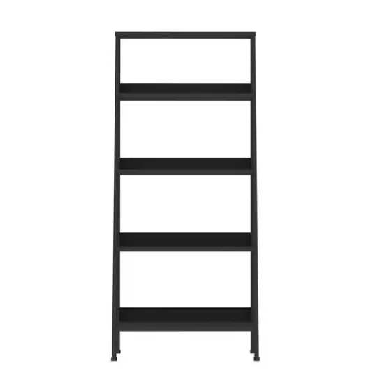 Walker Edison 55" Black Modern Ladder Bookshelf {6}