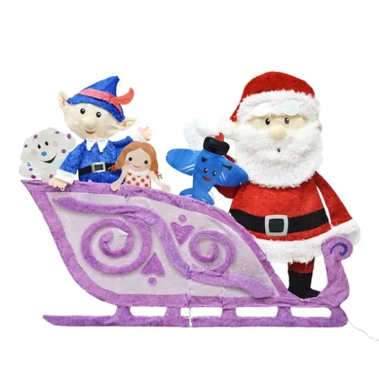 Rudolph the Red-Nosed Reindeer & the Island of Misfit Toys 42" Santa & Sleigh 2D Pre-Lit Yard Art {4}