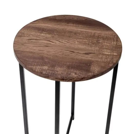 Honey Can Do Natural X-Pattern Base Round Side Table {5}