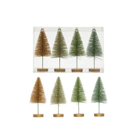 Hello Honey&reg; 6" Metallic Plastic Bottle Brush Tree Set with Wood Bases {1}