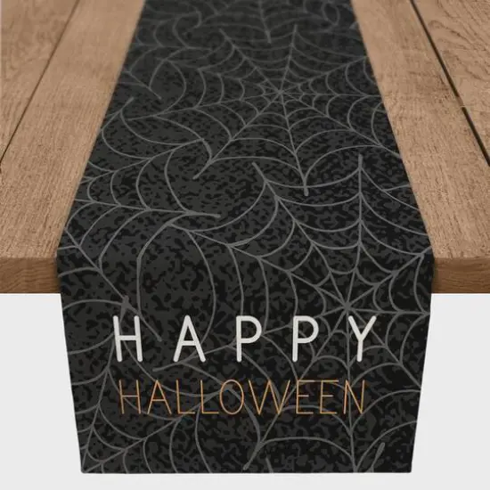Happy Halloween Spider Webs 16" x 90" Cotton Twill Runner {1}