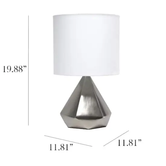Simple Designs 19.8" Solid Pyramid Table Lamp Silver {4}