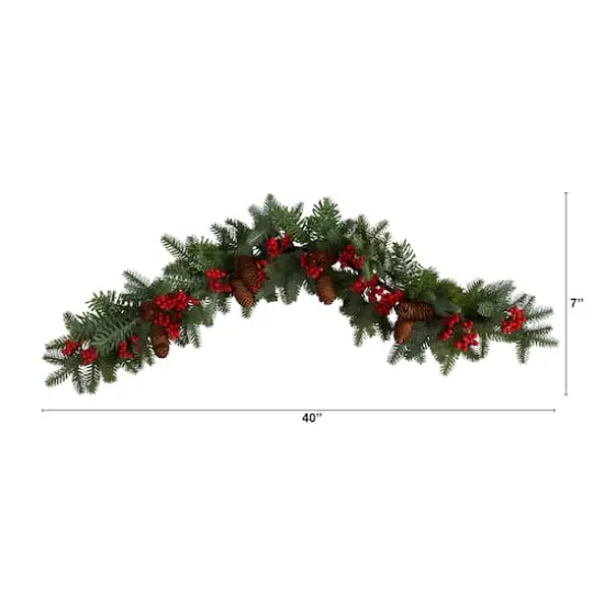 3ft. Pines, Red Berries & Pinecones Christmas Garland {3}