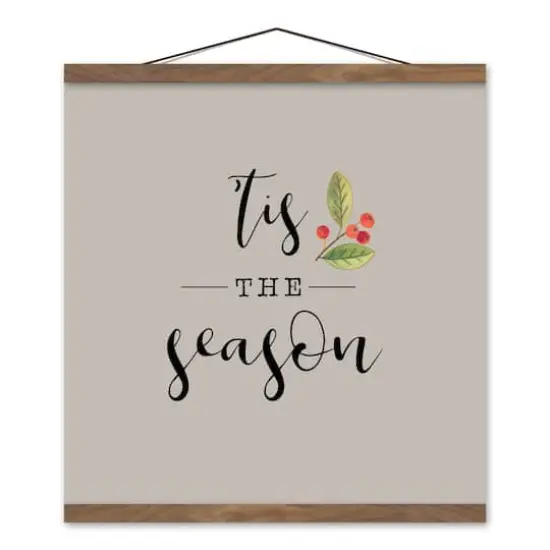 Cream Tis the Season Hanging Canvas in Teak Frame {1}