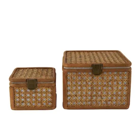 Brown Handmade Woven Rattan Box Set {1}