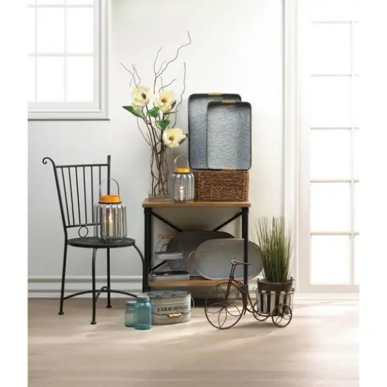 10.5" Large Galvanized Metal Lantern {3}