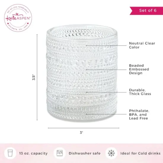 Kate Aspen&reg; 10oz. Textured Beaded Glass Set Clear {9}