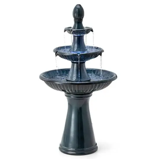 Glitzhome&reg; 45" 3-Tier Ceramic Outdoor Fountain Turquoise {1}