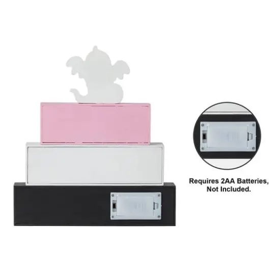 Glitzhome® 11.75"H Halloween Lighted Pink Wooden Ghost Block Word Sign {8}