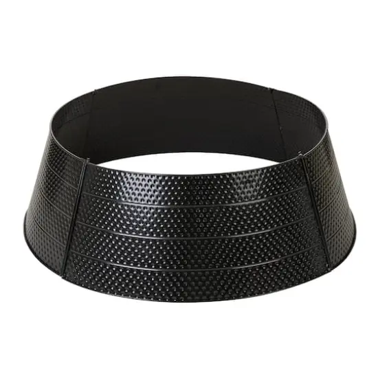 Glitzhome&reg; 40.5" Christmas Black Hammered Metal Tree Collar {1}