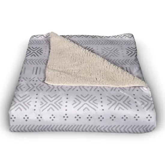 Gray Mudcloth Sherpa Fleece Blanket {3}