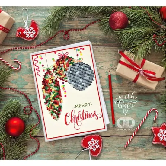Diamond Dotz&reg; Merry Christmas Baubles Trad Diamond Painting Greeting Card Kit {4}