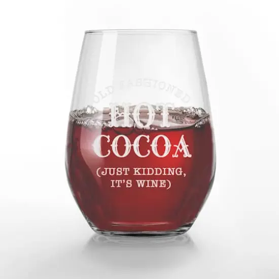15oz. Old Fashioned Hot Cocoa Engraved Stemless Wine Glass {3}