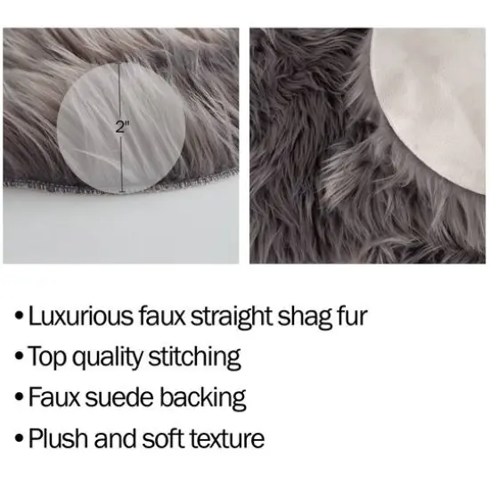 Hastings Home Faux Sheepskin Fur Rug, 2ft. x 3ft. Gray {6}