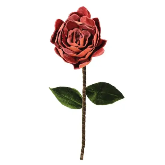 20" Rusty Rose Peony Velvet Spray Stem {1}
