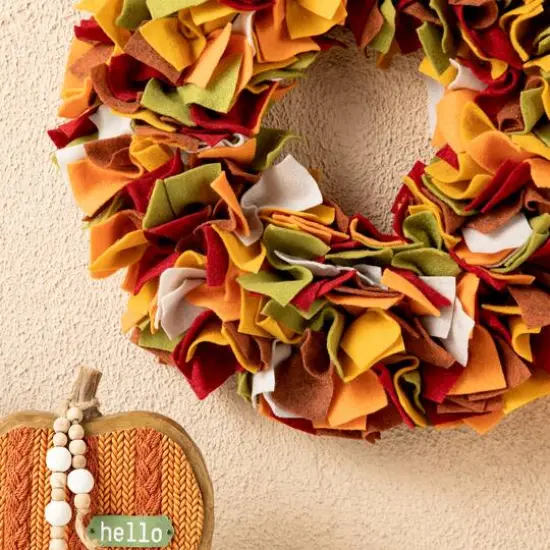 Glitzhome&reg; 19.25" Fall Multicolor Felt Wreath {6}