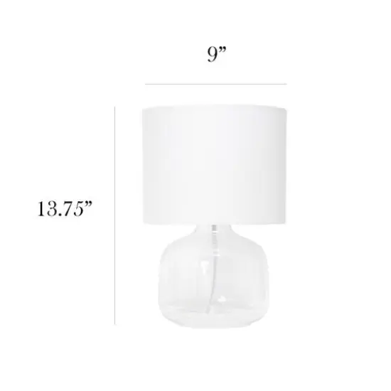 Simple Designs 14" Glass Table Lamp with White Fabric Shade Clear/White {4}