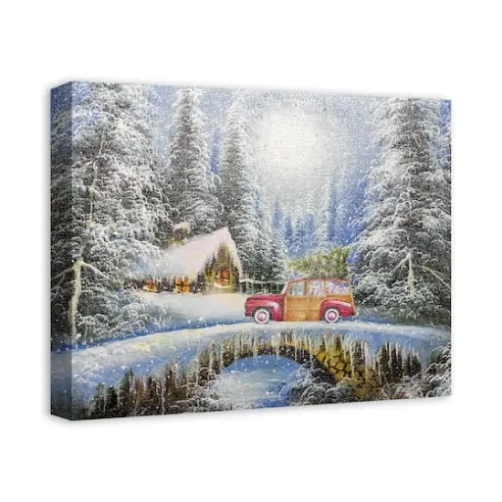 Snowy Christmas Landscape Canvas Wall Art {5}
