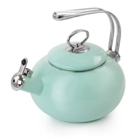 Martha Stewart 1.5qt. Mint Enamel on Steel Stovetop Tea Kettle {6}