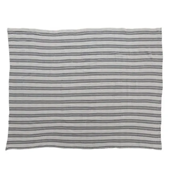 Hello Honey&reg; 60" Cream & Charcoal Plaid Cotton Two-Sided Double Cloth Tablecloth {1}