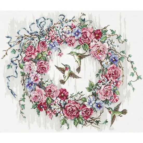 Letistitch Hummingbird Wreath Counted Cross Stitch Kit {1}