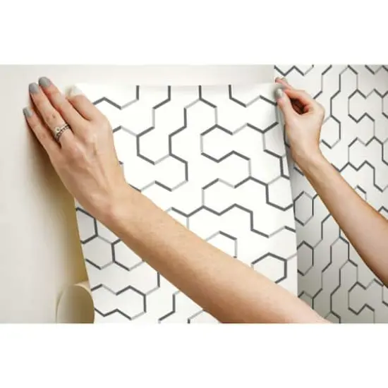 RoomMates Open Geometric Peel & Stick Wallpaper Black {5}