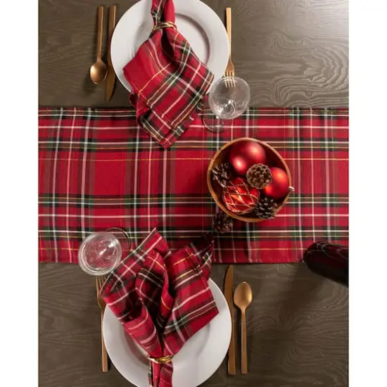 DII&reg; 108" Metallic Holiday Plaid Table Runner {3}
