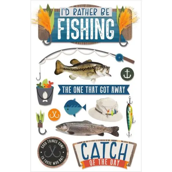 Paper House&reg; I'd Rather Be Fishing 3D Stickers {3}
