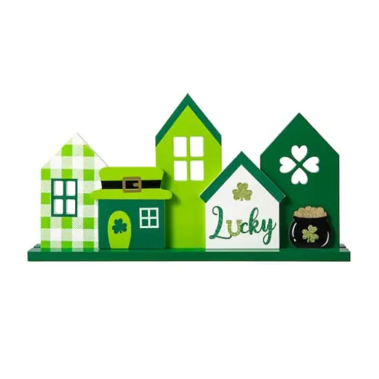 Glitzhome&reg; 16" St. Patrick's Wooden Lucky House Table D&eacute;cor {1}