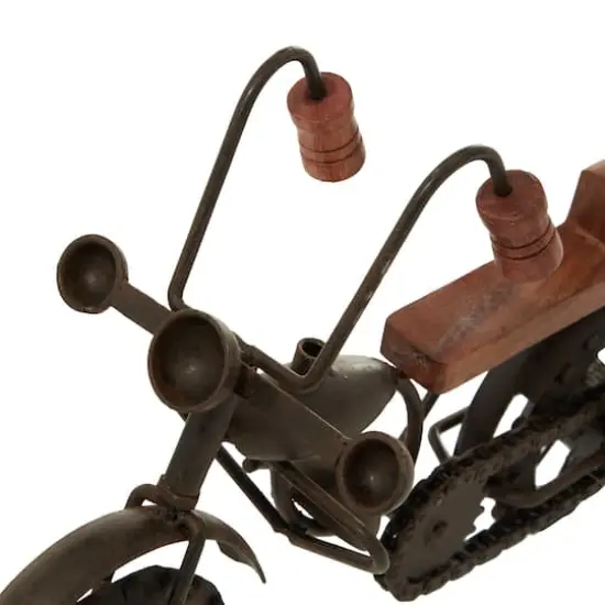 Brown Metal Contemporary Motorcycle Sculpture Set {5}