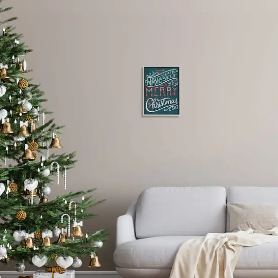 Stupell Industries Have Yourself Merry Christmas Phrase Framed Giclee Art Gray {3}