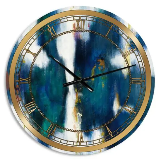 Designart 'Blue Glam Texture I Glam Wall Clock {2}