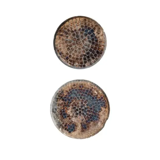 Hello Honey® Burnt Silver & Gold Decorative Metal & Glass Mosaic Tray Set {5}