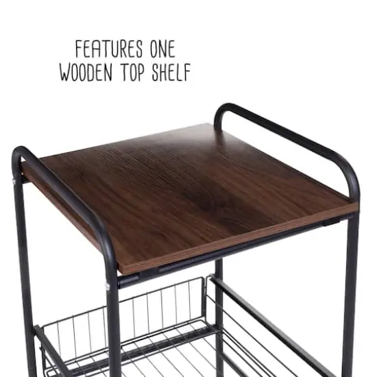 Honey Can Do Black & Natural 3-Tier Slim Rolling Cart {14}