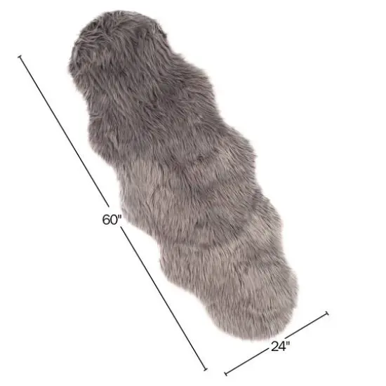 Hastings Home Faux Sheepskin Fur Rug Gray {5}