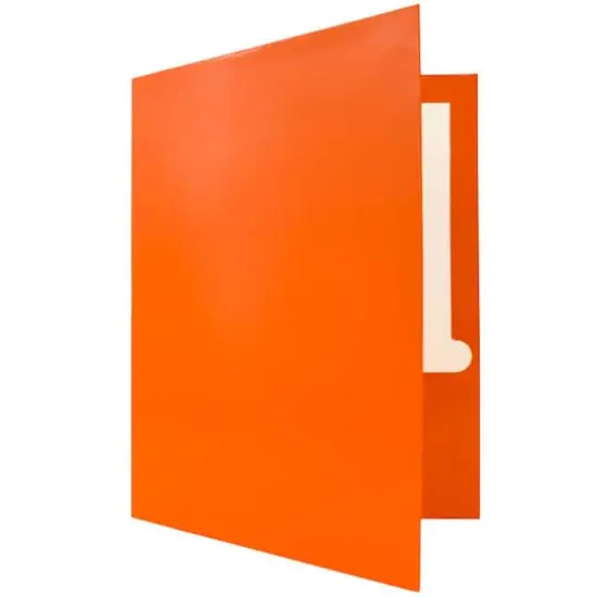 JAM Paper Glossy Laminated Two Pocket Folders, 100ct. Orange {6}