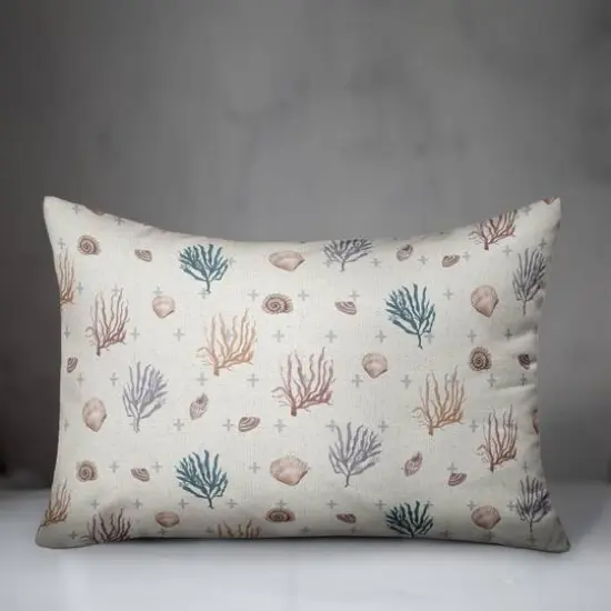 Multicolor Shell Plus Throw Pillow Coral and Blue on White {4}