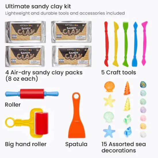 Arteza&reg; Kids Sandy Clay Sand Castle Kit, 27 pcs {3}