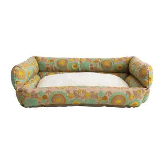Hello Honey&reg; 39" Taupe, Green & Mint Floral Pet Bed {1}