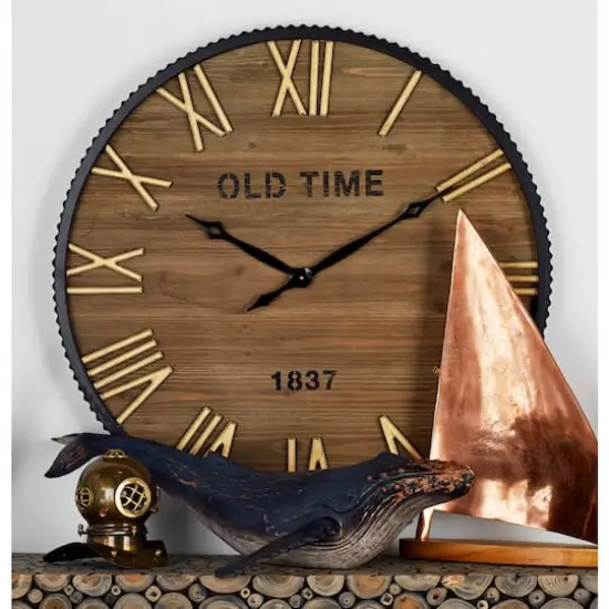 Brown Farmhouse Wood Wall Clock {8}