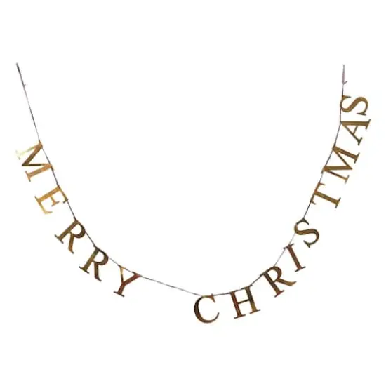 Hello Honey&reg; 55" Brass Finish Merry Christmas Metal Garland {1}