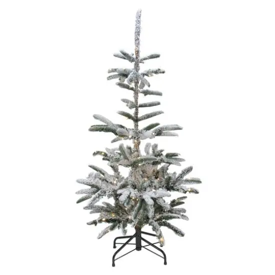 6.5ft. Pre-Lit Flocked Nordmann Fir Artificial Christmas Tree, Warm White LED Lights {5}