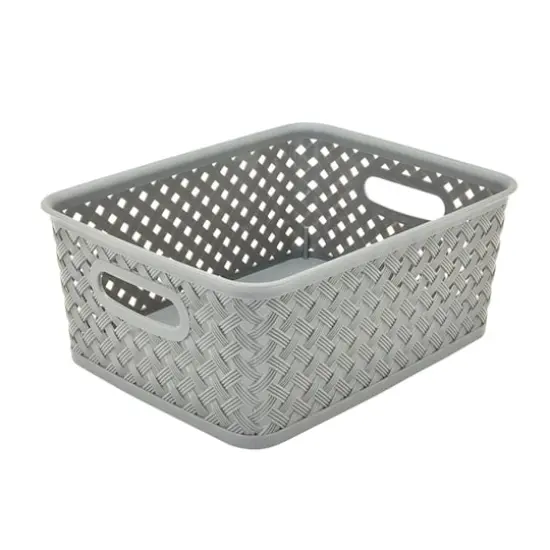 Simplify 10" Small Wicker Storage Bin Gray {1}