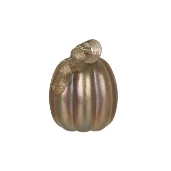 Glitzhome&reg; 5" Blue & Gold Glittery Glass Pumpkin, 2ct. {4}