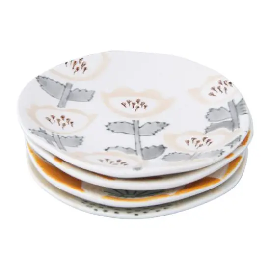 Hello Honey&reg; 5.5" Hand Painted Stoneware Plate with Floral Pattern Set, 4ct. {6}