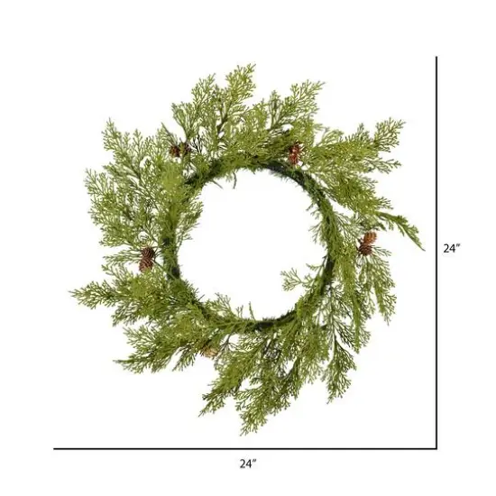 24" Cedar Pinecone Wreath {3}